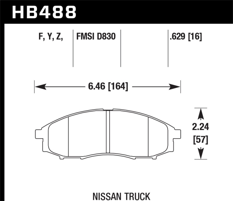 Hawk 00-04 Nissan Xtrerra / 03-04 Nissan Frontier LTS Street Front Brake Pads - HB488Y.629