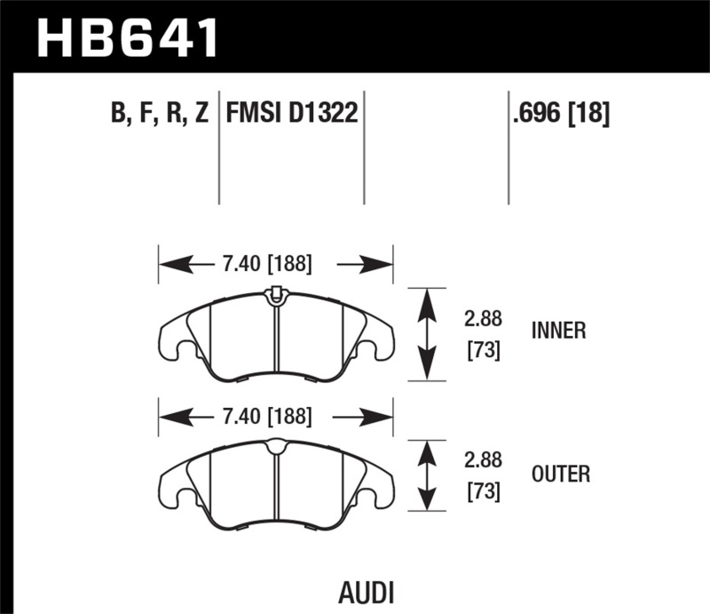 Hawk Performance 09-11 Audi A4/Quattro / 08-11 Quattro / 09-11 Q5 Front Ceramic Street Brake Pads - HB641Z.696