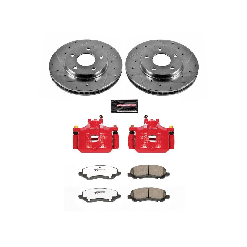 Power Stop 08-17 Mitsubishi Lancer Front Z26 Street Warrior Brake Kit w/Calipers - KC2992A-26
