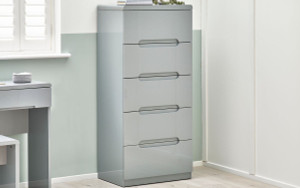 MANHATTAN 5 DRAWER NARROW CHEST - GREY MANHATTAN 5 DRAWER NARROW CHEST - GREY