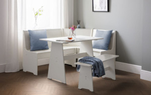 NEWPORT CORNER DINING SET WITH STORAGE BENCH - SURF WHITE NEWPORT CORNER DINING SET WITH STORAGE BENCH - SURF WHITE