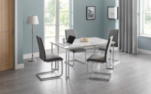 POSITANO MARBLE & CHROME DINING TABLE POSITANO MARBLE & CHROME DINING TABLE