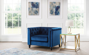 SANDRINGHAM CHAIR - BLUE VELVET SANDRINGHAM CHAIR - BLUE VELVET