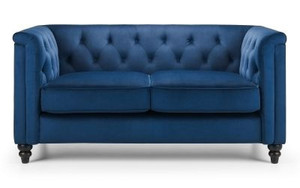 SANDRINGHAM 3 SEATER SOFA - BLUE VELVET SANDRINGHAM 3 SEATER SOFA - BLUE VELVET