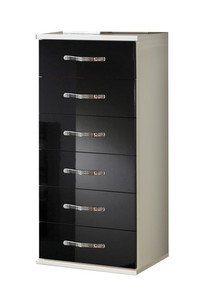 Tesoro White And Gloss Black Narrow 6 Drawer Chest Tesoro White And Gloss Black Narrow 6 Drawer Chest