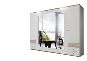 Tesoro White And Oak 4 Door Wardrobe