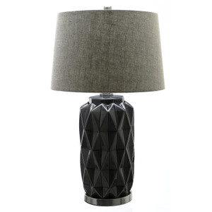 Acantho Grey Ceramic Lamp With Linen Shade By Tesoro Direct Acantho Grey Ceramic Lamp With Linen Shade By Tesoro Direct