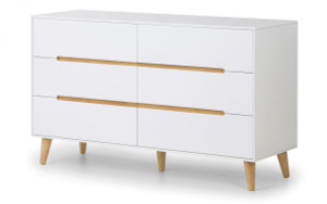 Alicia 6 Drawer Wide Chest White Color Space Cover Cabinets
