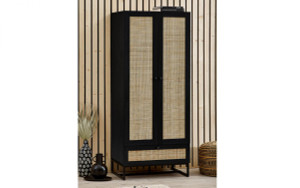PADSTOW 2 DOOR 1 DRAWER WARDROBE - BLACK PADSTOW 2 DOOR 1 DRAWER WARDROBE - BLACK