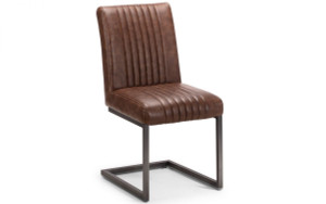 BROOKLYN DINING CHAIR - BROWN FAUX LEATHER & SQUARE GUNMETAL BROOKLYN DINING CHAIR - BROWN FAUX LEATHER & SQUARE GUNMETAL