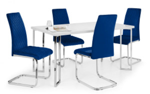Calabria Velvet Cantilever Curve Back Dining Chair -Blue Calabria Velvet Cantilever Curve Back Dining Chair -Blue