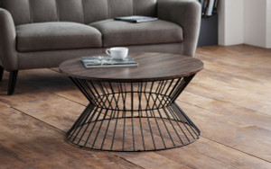 JERSEY ROUND WIRE COFFEE TABLE - WALNUT JERSEY ROUND WIRE COFFEE TABLE - WALNUT