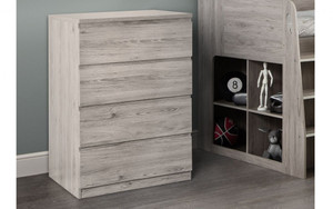 JUPITER 4 DRAWER CHEST- GREY OAK JUPITER 4 DRAWER CHEST- GREY OAK