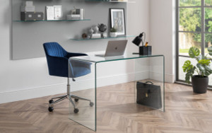 KAHLO VELVET SWIVEL OFFICE CHAIR- BLUE/CHROME KAHLO VELVET SWIVEL OFFICE CHAIR- BLUE/CHROME