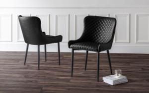 LUXE FAUX LEATHER DINING CHAIR BLACK LUXE FAUX LEATHER DINING CHAIR BLACK