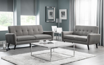 MONZA 2-SEATER COMPACT RETRO SOFA - GREY