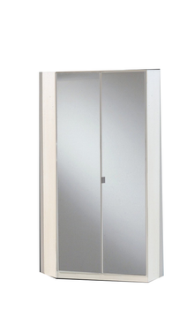 Tesoro Two Door White  Corner Mirrored Wardrobe