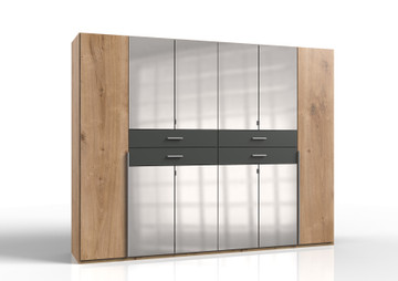 Tesoro Planked Oak And Graphite 6 Door Wardrobe