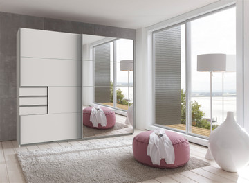 Tesoro 2 door Sliding Wardrobe White 225cm