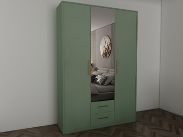 Tesoro 3 Door 2 Drawer Wardrobe Dark Green 135cm