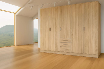 Tesoro Premium 5 Door 3 Drawer Wardrobe Natural Oak
