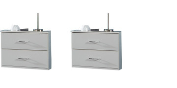 Tesoro white 2 x Medina  2 Drawer Bedside White