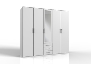 Tesoro 5 door 3 Drawer White wardrobe