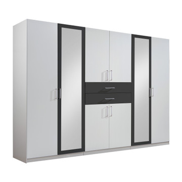 Tesoro White And Graphite 6 Door 2 Drawer Wardrobe