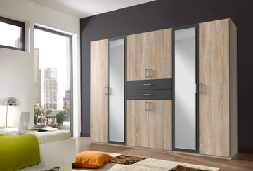 Tesoro Oak And Graphite 6 Door 2 Drawer Wardrobe