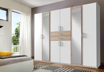 White And Oak 6 Door wardrobe