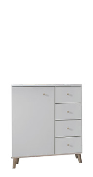 Tesoro Combi chest white one  door 4 drawer