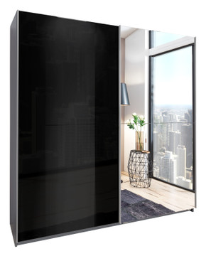 Tesoro Aluminum And front high gloss Black Sliding Wardrobe
