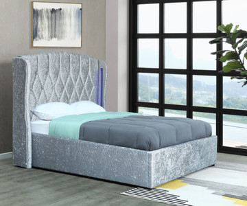Mayfair Ottoman Kingsize/Double size Bed Frame Crush Silver
