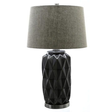 Acantho Grey Ceramic Lamp With Linen Shade By Tesoro Direct