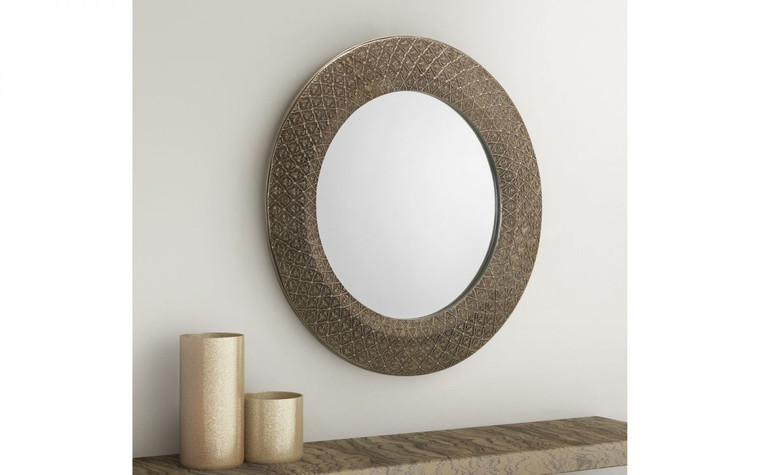 CADENCE ROUND PEWTER WALL MIRROR