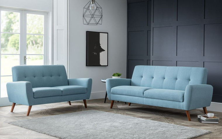 MONZA 2-SEATER COMPACT RETRO SOFA - BLUE