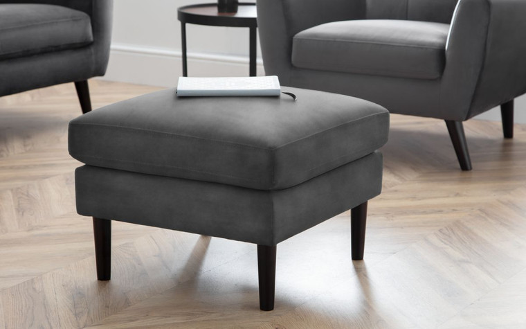 MONZA OTTOMAN IN DARK GREY VELVET