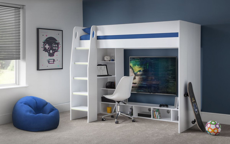 NEBULA GAMING BED WITH DESK WHITE