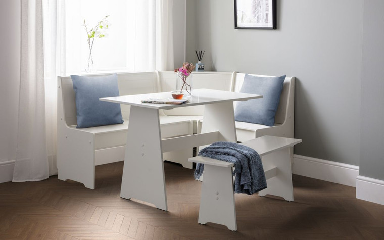 NEWPORT CORNER DINING SET WITH STORAGE BENCH - SURF WHITE