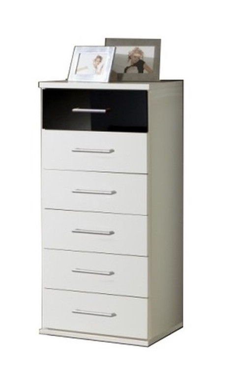 Tesoro White And Black Narrow 6 Drawer Chest