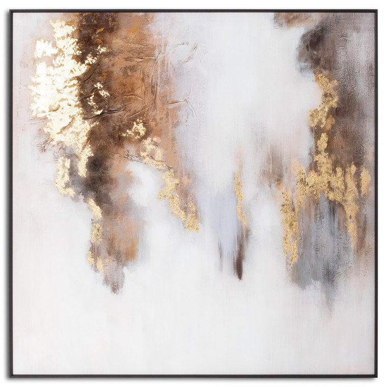 Metallic Soft Abstract Glass Image In Gold Frame