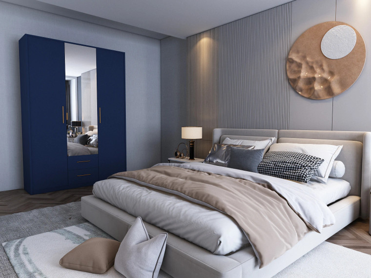 Tesoro 4 Door 2 Drawer Dark Blue Wardrobe 180cm