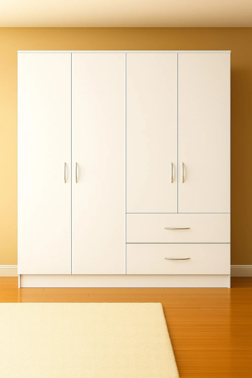 Tesoro Modern 4 Door 2 Drawer Wardrobe White