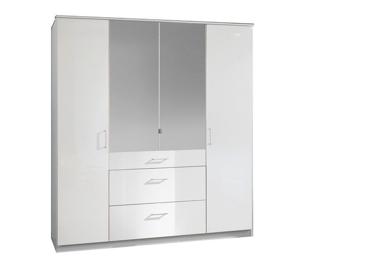 Tesoro Alpine White 4 Door 3 Drawer 2 Mirror Wardrobe