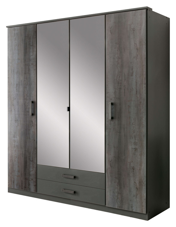 Tesoro 4 Door Mirrored Wardrobe