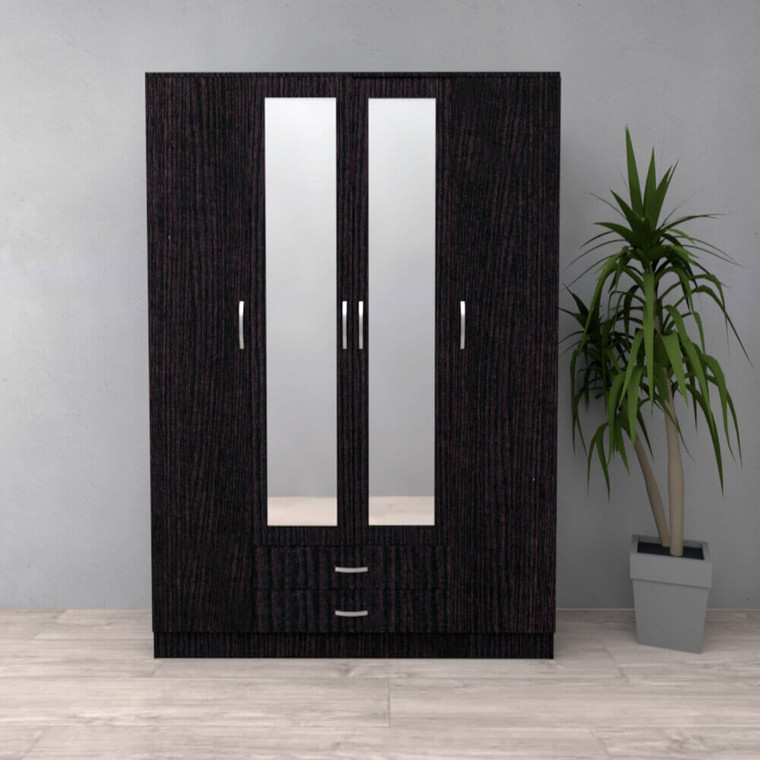 Tesoro Black Oak 4 Door 2 Drawer Wardrobe