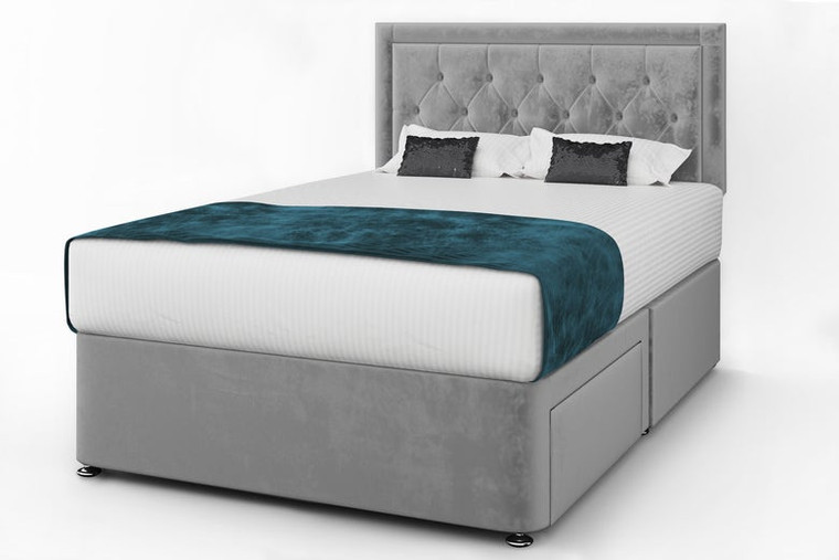 TESORO FABRIC DIVAN BED WITH CHESTERFIELD HEADBOARD