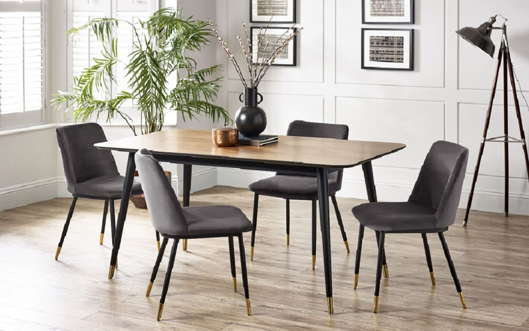 FINDLAY RECTANGULAR DINING TABLE - WALNUT & BLACK