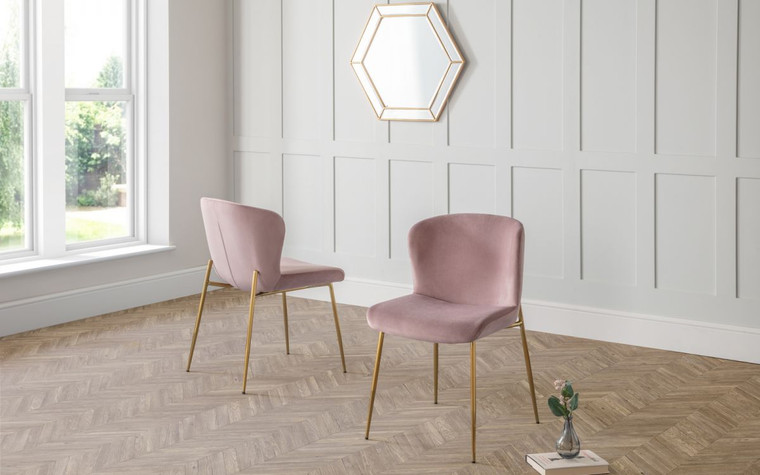 HARPER DINING CHAIR WITH LUXUARIOUS MATERIAL - DUSKY PINK