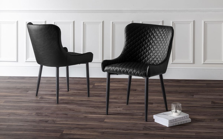 LUXE FAUX LEATHER DINING CHAIR BLACK